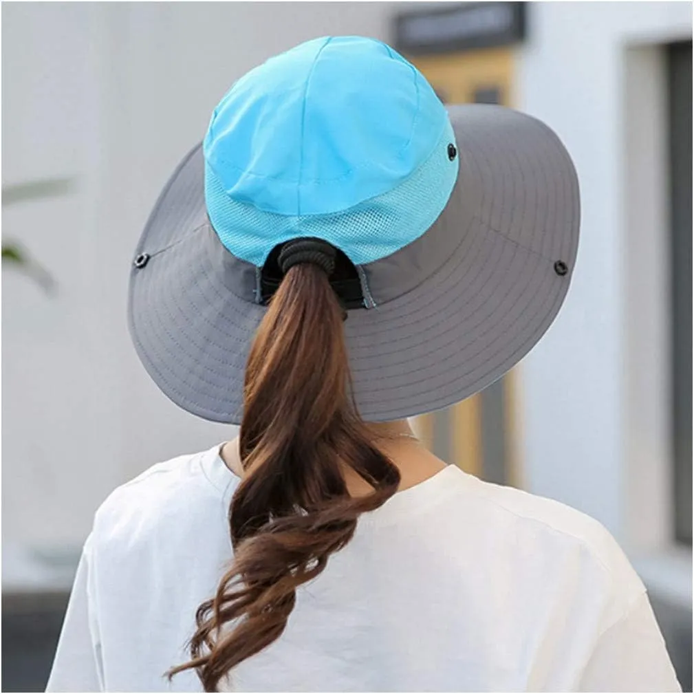 UPF 50  Wide Brim Sun Hat Waterproof UV Protection Bucket Boonie Hat for Women