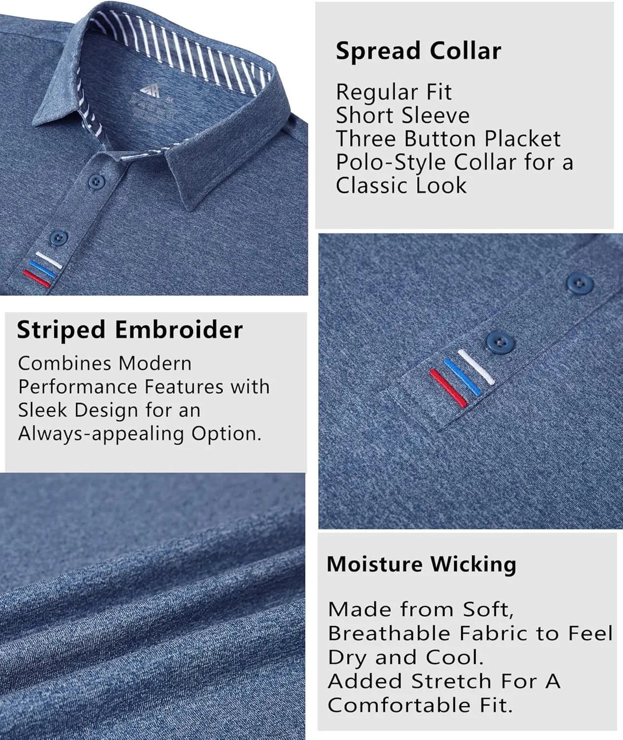 V VALANCH Men's Polo Shirts Sport Casual Short Sleeve Golf Polo Moisture Wicking Collared Tennis T-Shirt