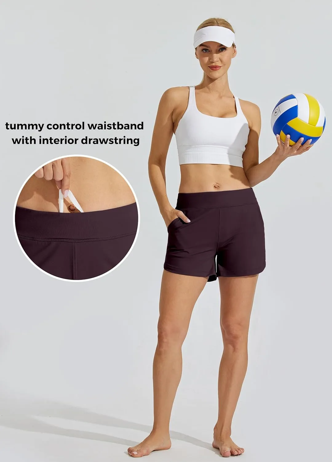 Willit Women's Swim Board Shorts Swimming Bottoms Tummy Control Beach Shorts with Liner