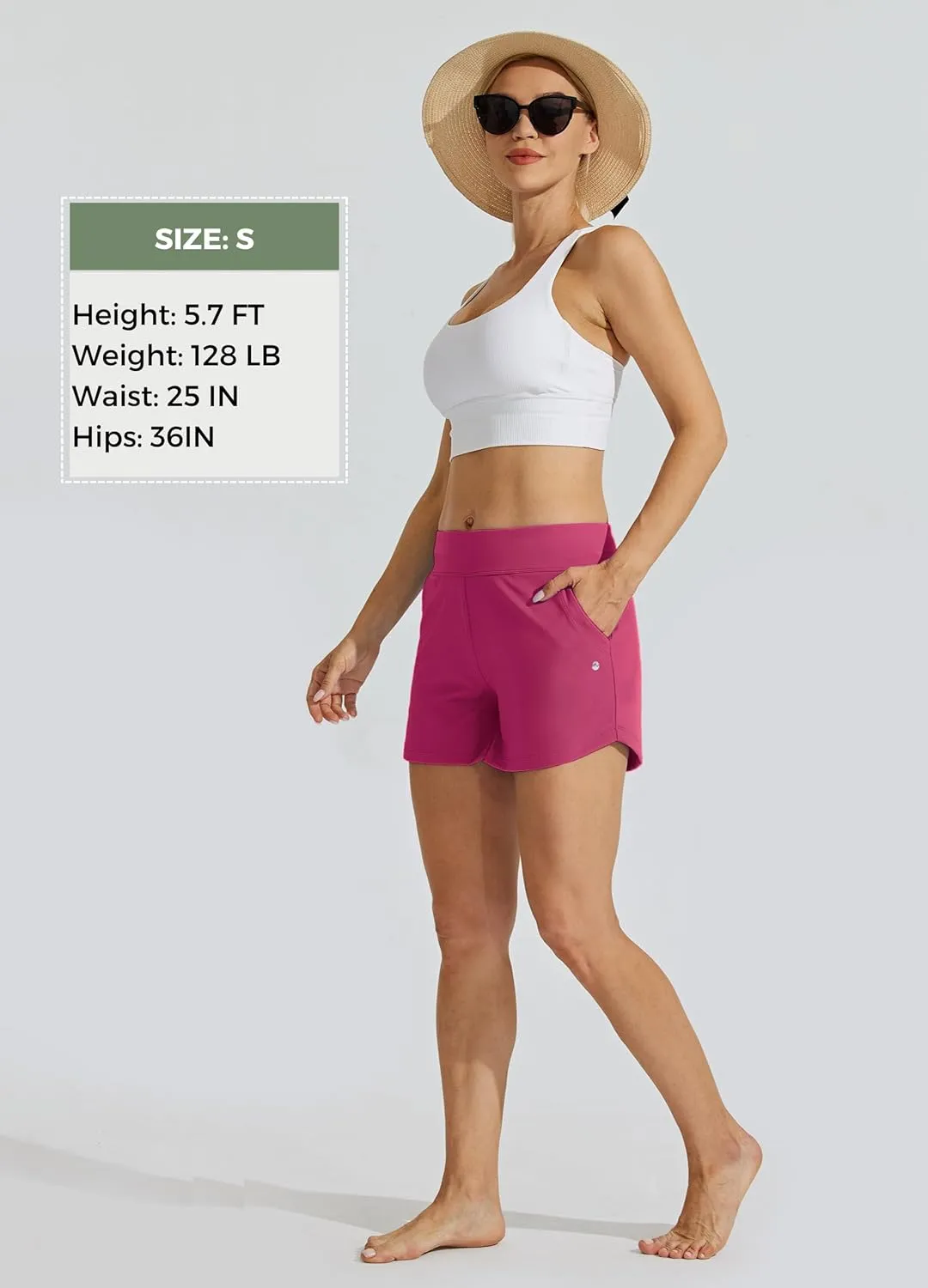 Willit Women's Swim Board Shorts Swimming Bottoms Tummy Control Beach Shorts with Liner
