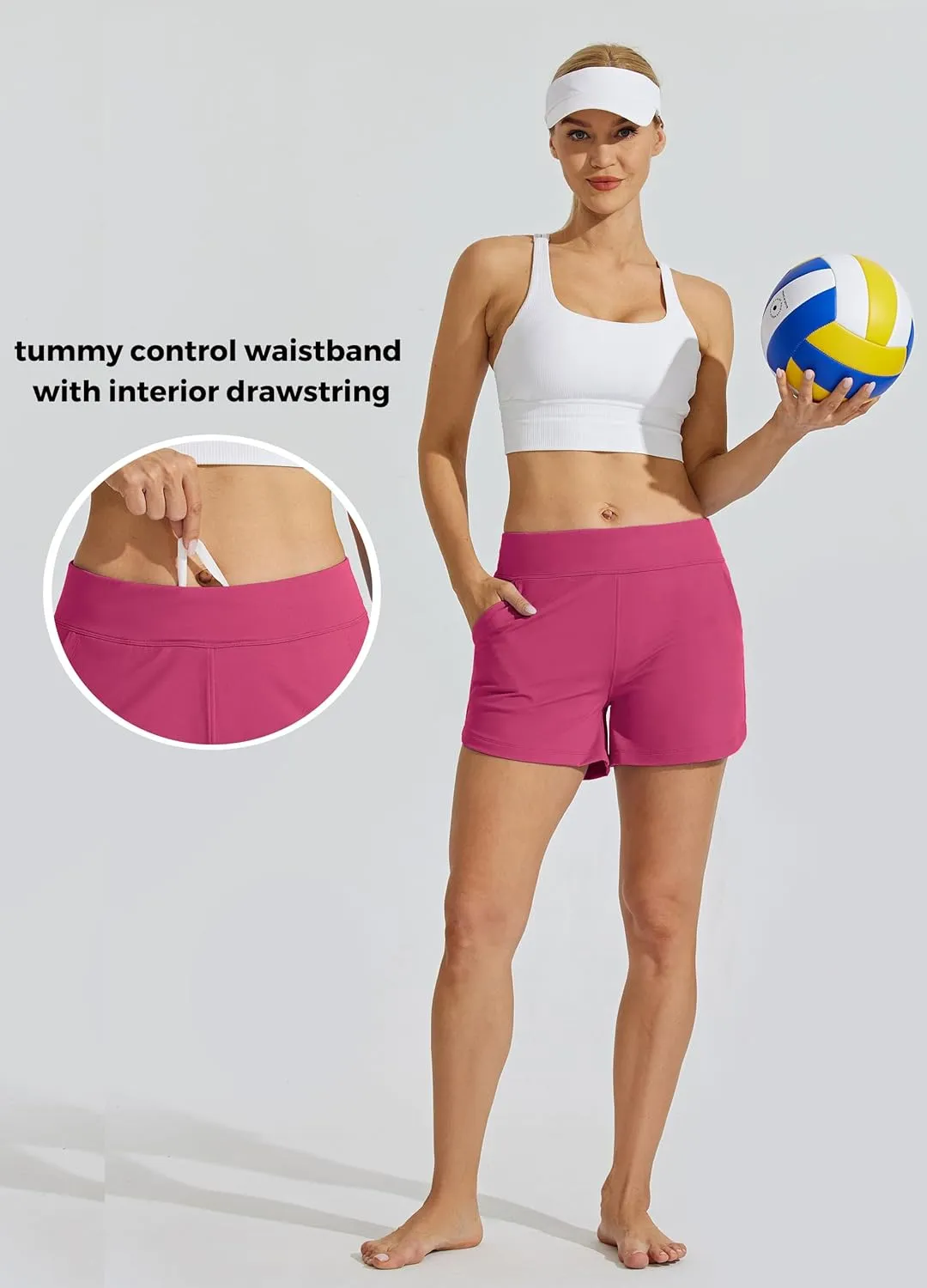 Willit Women's Swim Board Shorts Swimming Bottoms Tummy Control Beach Shorts with Liner