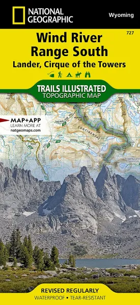 Wind River Range South Map [Lander, Cirque of the Towers] (National Geographic Trails Illustrated Map, 727) Map  Folded Map, August 21, 2021
