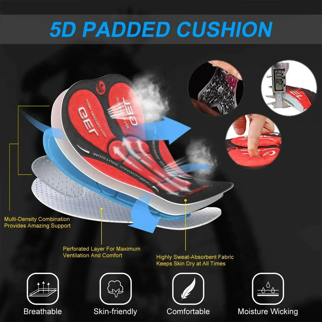 X-Tiger Cycling Underwear Pro 5D Gel Pad Shockproof Cycling Underpant Upgrade Padded Mountain Bicycle Shorts Bike Underwear