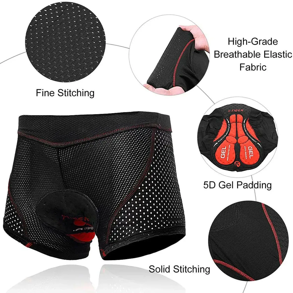 X-Tiger Cycling Underwear Pro 5D Gel Pad Shockproof Cycling Underpant Upgrade Padded Mountain Bicycle Shorts Bike Underwear