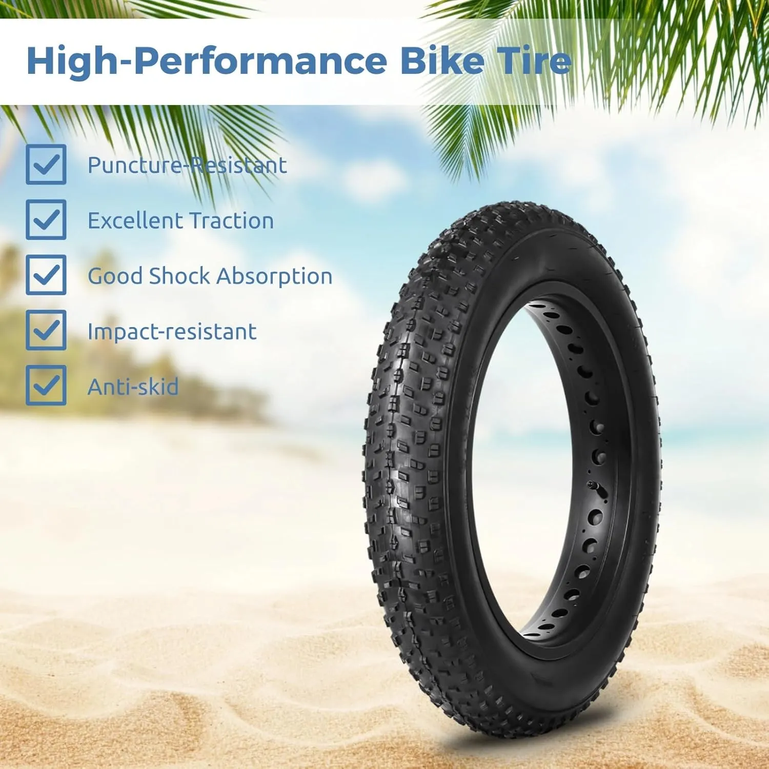 yeesport Fat Tire 204.0/264.0, Folding Ebike Tires 20/26x4 with Inner Tube, Puncture Resistant Fat Bike Tires 20/26 Inch Fat Tire Replacement for Snow, Street, Beach, Mountain Road