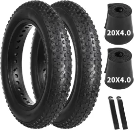 yeesport Fat Tire 204.0/264.0, Folding Ebike Tires 20/26x4 with Inner Tube, Puncture Resistant Fat Bike Tires 20/26 Inch Fat Tire Replacement for Snow, Street, Beach, Mountain Road