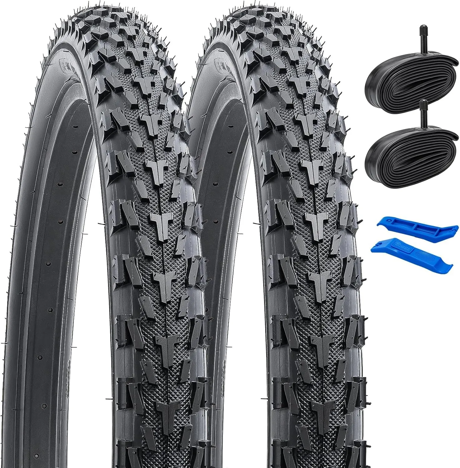 YUNSCM 2-PCS 26" Mountain Bike Tires 26x2.30/56-559 and 26" Heavy Duty Bike Tubes Schrader Valve Compatible with Off Road Bike 26x2.25 26 x 2.30 Bicycle Tires and Tubes (Y-1219)
